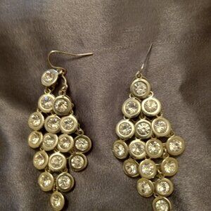 3 Inch Clear Gemstone Silver Chandelier Earrings